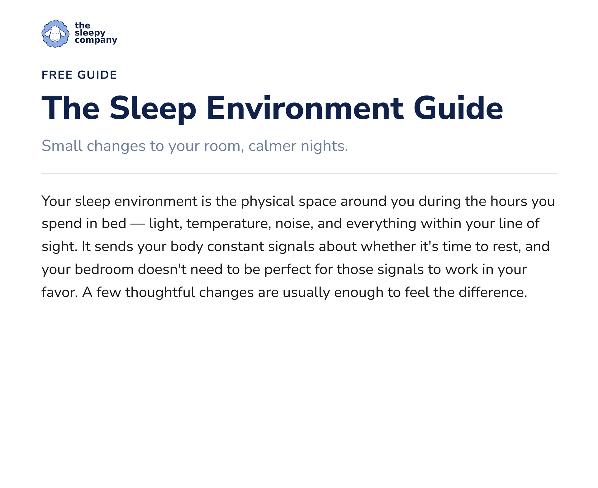 Preview of The Sleep Environment Guide cover page