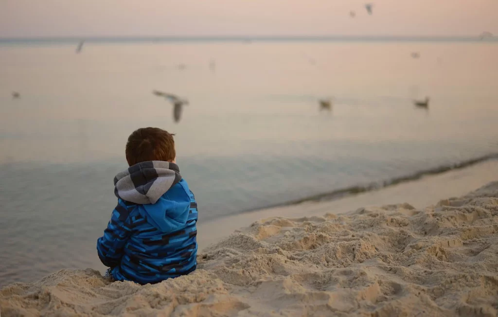 A calm beach scene representing spaciousness and perspective.